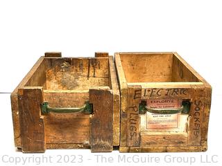 (2) Two "Explosives" Wood Crates with Metal Handles