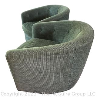 Pair of Mid-Century Barrel Back Swivel Lounge Chairs by Selig of Monroe.