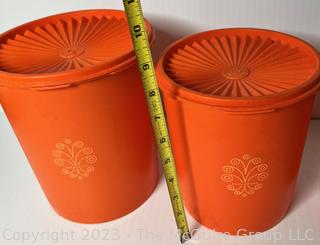 Set of Four (4) Tupperware Nesting Canister Set Orange