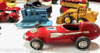 Collection of Vintage Die Cast Toy Cars and Trucks in Carrying Case 