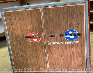 Blue Streak Automotive Ignition Service Gas Station Cabinet.  11" x 29" x 33"