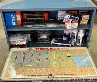 Blue Streak Automotive Ignition Service Gas Station Cabinet. 12" x 18" x 33". Includes contents