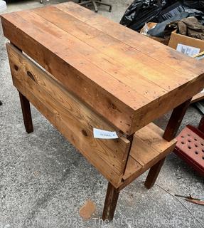 Wooden Shop Bench with Lower Shelf. Measures 36W x 18D x 32H"