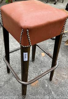 Orange Vinyl Upholstered Bar Stool