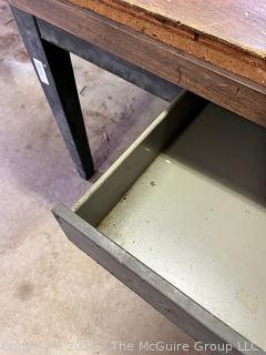 Metal Frame Work Table with 1 Drawer and Wood Top.  Measures 62W x 36D x 32"T