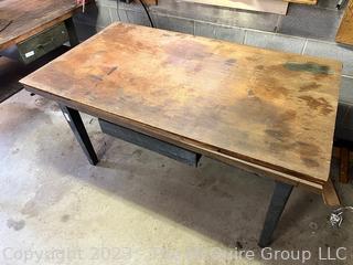 Metal Frame Work Table with 1 Drawer and Wood Top.  Measures 62W x 36D x 32"T