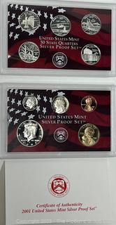 2001 United States Mint Silver Proof Sets (x5)