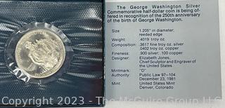 The George Washington Commemorative Silver Half Dollar Coin (x7)