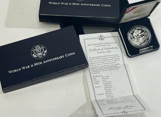 United States Mint 1991-1995 WW II 50th Anniversary Commemorative Proof Silver Dollar (x5)