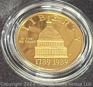 United States Mint 1989 US Congressional Commemorative $5 Gold Proof Coin