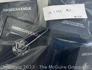 United States Mint American Eagle One Ounce Proof Silver Bullion Coin: Years 1997, 1997, 1997, 2000 and 2003 (x5)