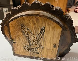 Rustic Slab Wood Handcrafted Mantel Clock with Franz Hermle Works