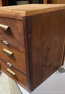 Three Drawer Wooden Cabinet made by Standard, Herkimer NY. Measures 15W x 17 1/2D x 20"T