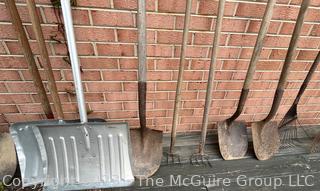 Large Grouping of Lawn and Garden Tools including Post Hole Digger, Hoes, Rakes, Shovels, Etc. 