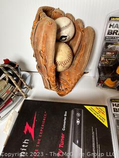 Vintage Group Including Baseball Mitt with Balls and Signed Comic Strip Ballard Street by Jerry Van Amerongen