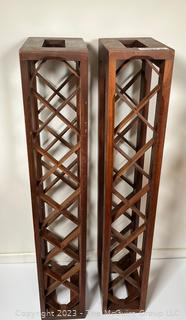 Pair of Wooden Wine Racks. Measure 5 1/2"W x 9D x 36"T