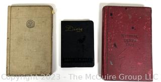 Three (3) Antique Personal Diaries Dated 1919 - 1940 Ephemera