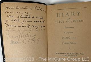 Three (3) Antique Personal Diaries Dated 1919 - 1940 Ephemera