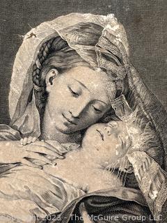 Unframed 1767 Copper Engraving of Lady With Child by Francesco Bartolozzi (1727-1815). Ephemera 9" x 12"