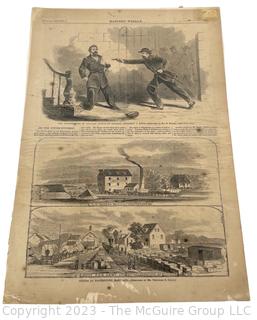 Page from Harper's Weekly Magazine, 1862 Featuring Assassination of General Nelson by General Jefferson Davis. 11" x  16".