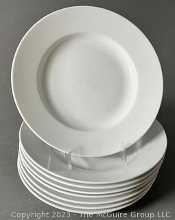 Set of Eight (8) Porcelain Pottery Barn Dinner Plates, Great White Collection. 10" diameter