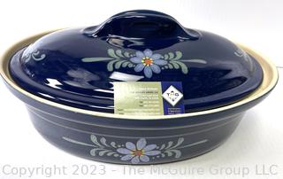 French Alsatian Pottery Tureen Casserole Dish with Lid