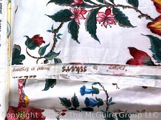 Two (2) Large Chintz Cotton Decorator Fabric Remnants 