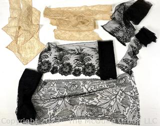 Collection of Antique Hand Made Lace Trims and Garment Panels 