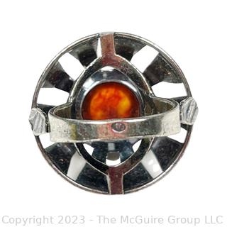 Vintage Signed (WK) Dome Amber Ring 