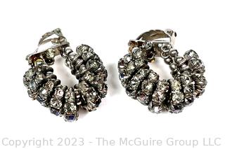 Vintage Rhinestone Clip On Earrings