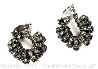 Vintage Rhinestone Clip On Earrings