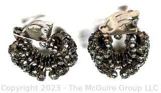 Vintage Rhinestone Clip On Earrings