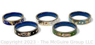 Five (5) Vintage Cloisonne Rings