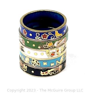 Five (5) Vintage Cloisonne Rings