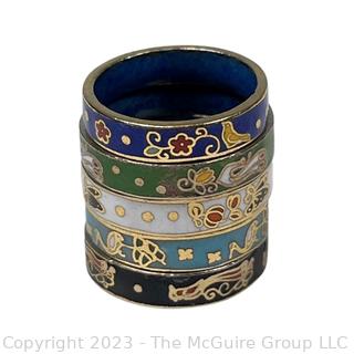 Five (5) Vintage Cloisonne Rings