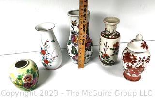 Five (5) Asian Painted Porcelain Vases and Ginger Jar