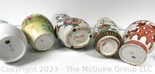 Five (5) Asian Painted Porcelain Vases and Ginger Jar