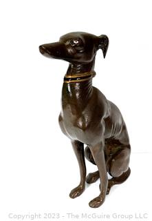 Cast Metal Whippet Dog Sculpture Statue.  21" tall