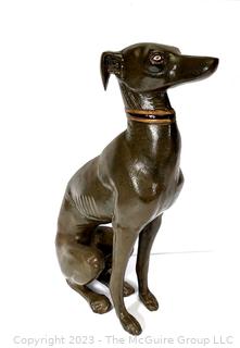 Cast Metal Whippet Dog Sculpture Statue.  21" tall