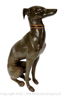 Cast Metal Whippet Dog Sculpture Statue.  21" tall