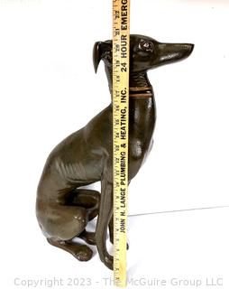 Cast Metal Whippet Dog Sculpture Statue.  21" tall