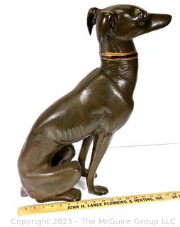 Cast Metal Whippet Dog Sculpture Statue.  21" tall