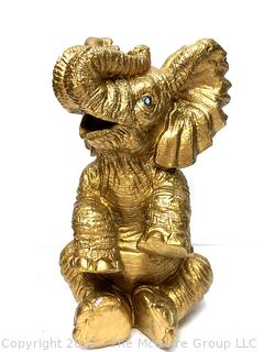 Gold Painted Plaster Ceramic Elephant Statue.  21" tall