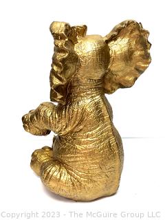 Gold Painted Plaster Ceramic Elephant Statue.  21" tall