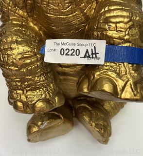 Gold Painted Plaster Ceramic Elephant Statue.  21" tall