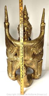 Thai Giltwood Carved Garuda Statue.  17" x 29"