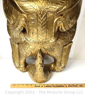 Thai Giltwood Carved Garuda Statue.  17" x 29"