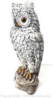 Large Painted Cement Owl Garden Statue.  23" tall