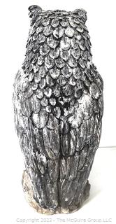 Large Painted Cement Owl Garden Statue.  23" tall