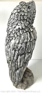 Large Painted Cement Owl Garden Statue.  23" tall